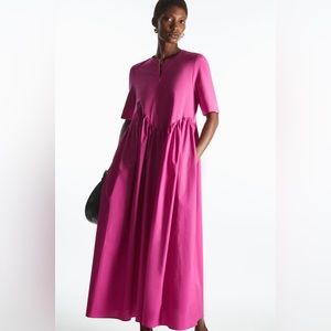COS asymmetrical waist oversized dress pink